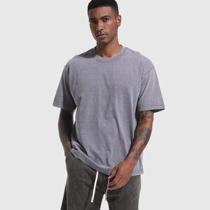 Concept Global Mens Loose Fit Washed Cotton T-Shirts, Set of 2 Gray, Black NWOT